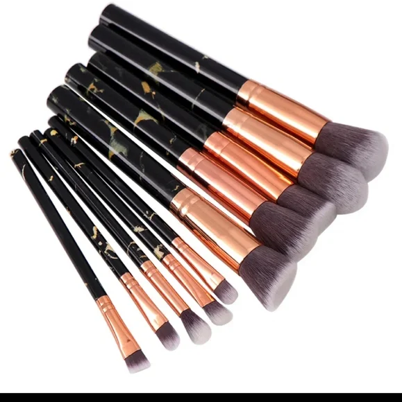 10 pcs Marble Makeup Brushes black - Picture 2 of 4